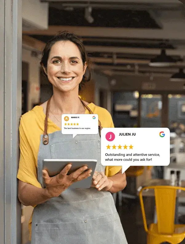 Panel ze statystykami opinii Google